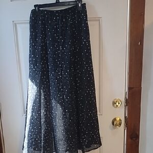 Eyeshadow Black Maxi Skirt with White Polka Dots